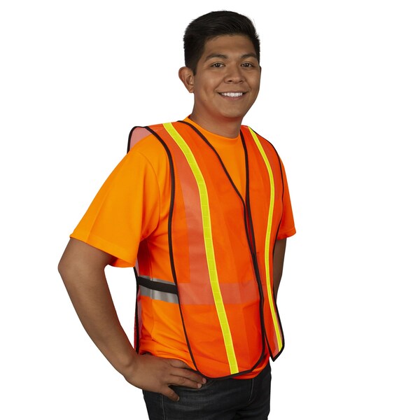 Cordova Safety Vest, Type O, Non-Rated, Hi-Vis Orange, 1-in. Reflective Tape V110L - main